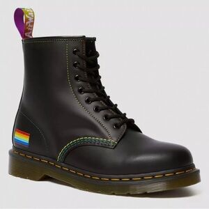 NWOT Dr Martens Doc 1460 leather lace up rainbow boots 10 womens pride flag